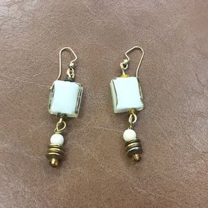 White glass earrings